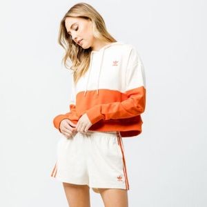 NWT Adidas Colorblock Orange Crop Hoodie Size S
